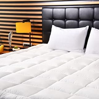 KOZZY HOME Thick Mattress Pad EU DOUBLE size, 350 TC Pillow Cotton Top Cooling Mattress Cover, Quilted Fitted Mattress Protector, 15-45 cm Deep Pocket Topper - Not Waterproof (140x200 cm, White)