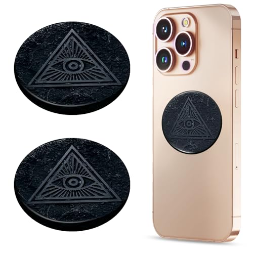 2 Pcs Shungite Neutralizer Sticker for Cell Phone 30 mm/ 1.18 Inch Shungite Stones Plate for Tablet Laptop Computer-All Seeing