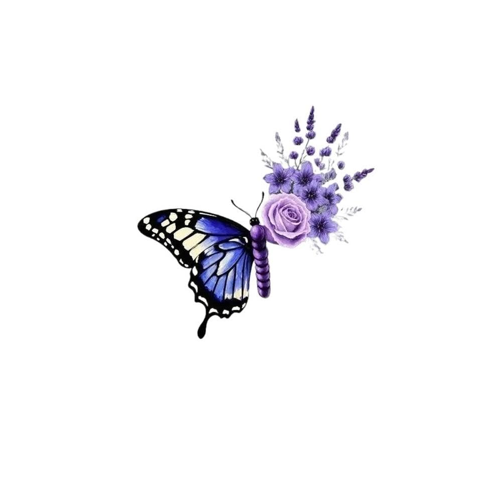 Auto Accessory Blue White Butterfly Purple Flower Vinyl Sticker Waterproof Durable Decal for Car Window Body