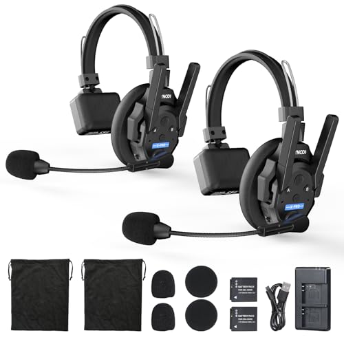 SYNCO XTALK XPRO2 Wireless Intercom Headset System, 2 Person 2.4GHz Wireless Communication Headset 500m/1640ft with Noise Reduction Program Production Live Show, Xtalk-Xpro2-Wireless-Headset-Intercom