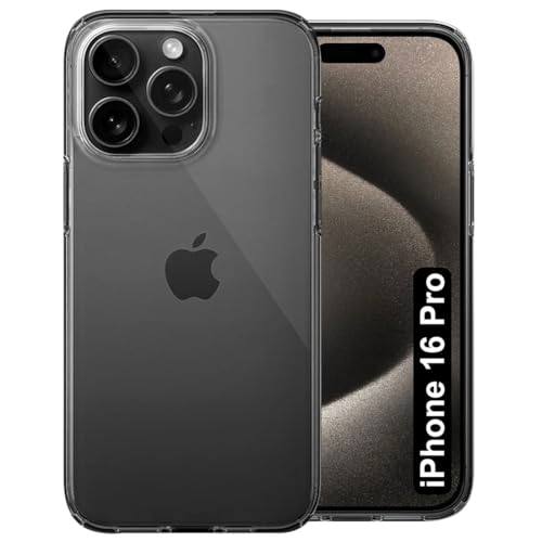 Image of Fashionury Crystal Clear Case for iPhone 16 Pro | Yellowing Resistance | Transparent TPU Silicone | Raised Camera Lips | Slim Transparent Cover