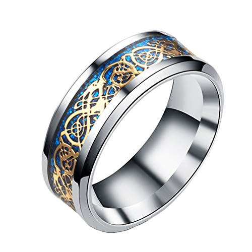Image of HIJONES Unisex Carbide Fiber Celtic Dragon Spinner Ring Stainless Steel Wedding Spins Band
