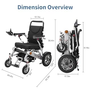 18 Miles Long Travel Range Corse Motility Compact Electric Wheelchair for Adults - Lightweight 60lbs, Foldable Motorized Power Chair for Seniors, 600W Motors, All-Terrain Capability