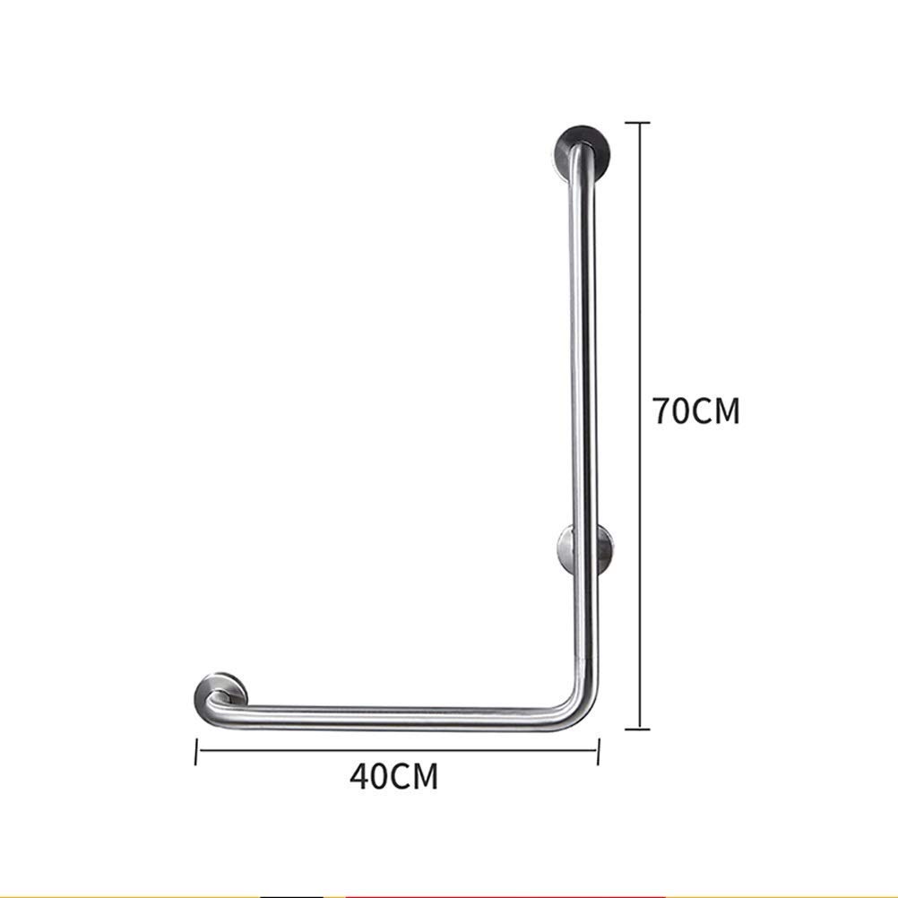 Corrimano Barra di Sostegno a Forma di L per Bagno, Acciaio Inossidabile, bracciolo per Doccia Cromato, Anziani, WC per disabili, Maniglia Antiscivolo, portasciugamani/Opaco/Destro/Opaco/sin