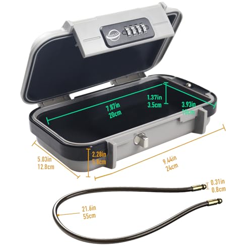SISAV Portable Safe Box,Combination Safe with Removable Cable,Set Your Own Combination,For Travel,Family and Outdoor Camping Activities Grey - Image 2