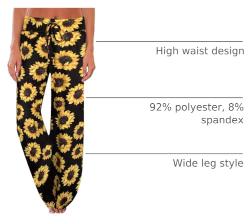 Image of NEWCOSPLAY Women's Comfy Pajama Pants Casual Drawstring Palazzo Lounge Wide Leg Pants