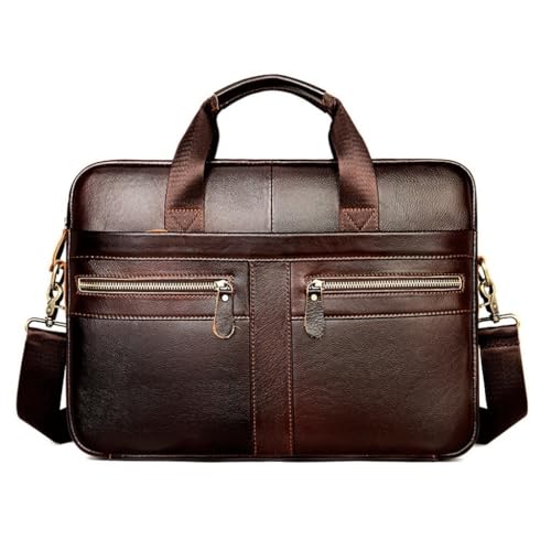 Leather Briefcase for Men Vintage Travel Business Bag Tote Large Capacity Multi-layer Computer Briefcase