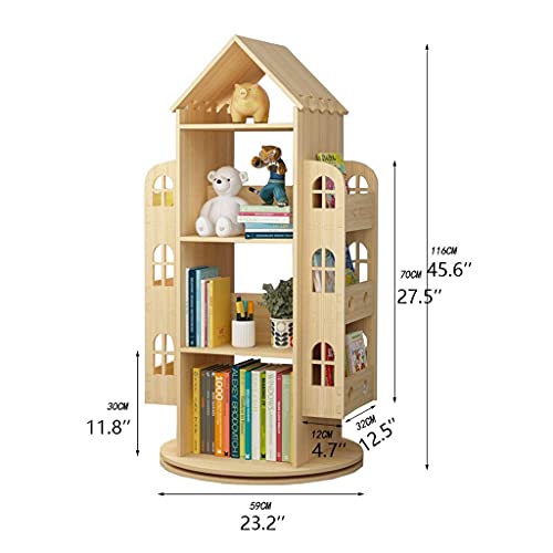 Aerveal Bookshelf Rotating Bookshelf Pine Wood Creative Magazine Picture Book Newspaper Rack Floor Book Shelf For Home Bookcase Niture Bookcase (Color : B),B #TOP1