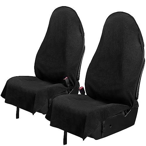 Image of 2pcs Universal Waterproof Car Seat Covers Black - Automotive Seat Cushion for Sedan SUV Truck Front OR Rear Seats - Anti Slip Car Seat Protector Suit for After Yoga Gym Hiking Running Sport
