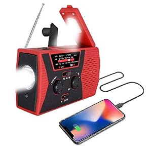Draagbare radio handzwengel AM FM NOAA noodgevallen 3-in-1 leeslamp zaklamp zonne-energie opladen 2000mAh Power Bank voor mobiele telefoon (red)