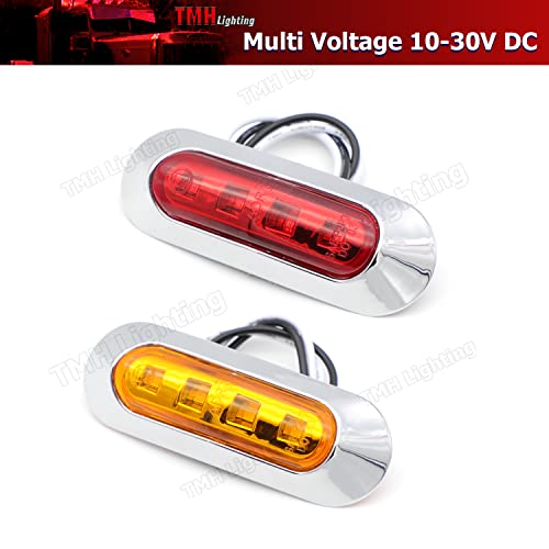 4 Pcs Tmh 3.6 Inch Submersible 4 Led 2 Red 2 Amber Side Led Marker 10-30V Dc Truck Trailer Marker Lights, Marker Light Amber, Rear Side Marker Light, Boat Cab Rv #TOP5
