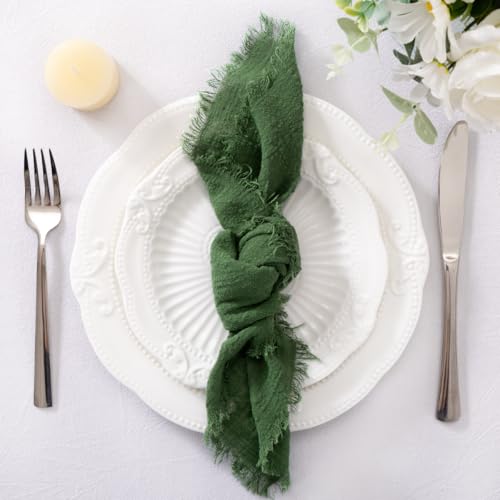 Servilletas de algodón verde lavables para bodas de primavera 4