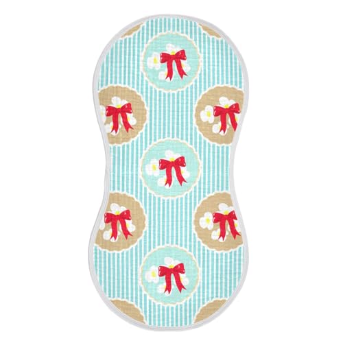 4 Pack Baby Burp Cloths, Soft Absorbent Burping Cloths for Babies, Cotton Milk Spit Up Rags, Large Size for Newborns, Baby Boys and Girls (Red Bow Floral Wreath)2