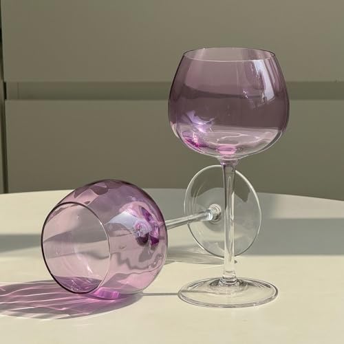 Flauta de champán de cristal morado de 15,56 oz y diseño exclusivo para celebraciones 7