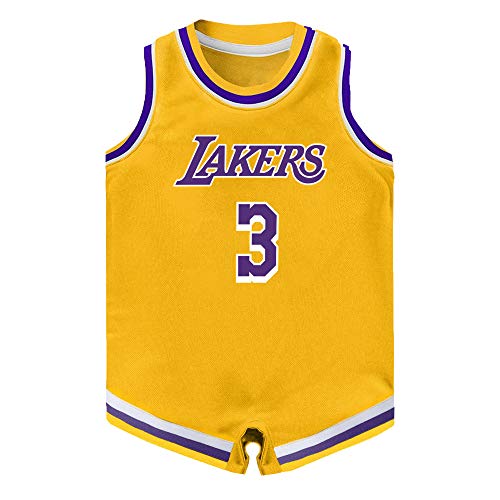 Outerstuff Anthony Davis Los Angeles Lakers #3 Infants Yellow Icon Edition Bodysuit Romper Jersey (18 Months)