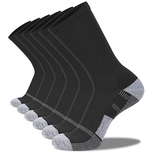 Coovan Mens Crew Socks 6 Pairs Athletic Running Cushion Thick Warm Work Socks For Men #TOP25