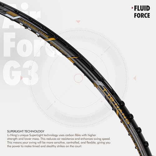 Image of Li-Ning Air Force G3 Badminton Racket with Full Cover | Max Tension : ≤30 lbs | Superlight Technology | Aerotec Beam | Dynamic Frame