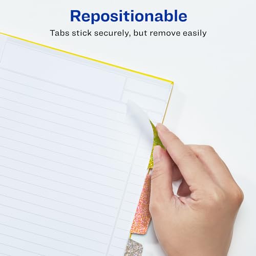 Image of Avery Ultra Tabs, 2 inch x 1.5 inch, Sunset Sparkle, 18 Tabs | For Marking Pages in Books and Planners, Repositionable Adhesive, Two-Side Writable, Smudge-Free Clear Tabs
