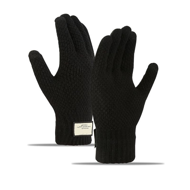 VAWSVOCS Guantes de invierno cálidos de punto guantes de pantalla táctil para hombres y mujeres, guantes con forro polar fino de un solo tamaño, guantes de invierno para conducción de trabajo,