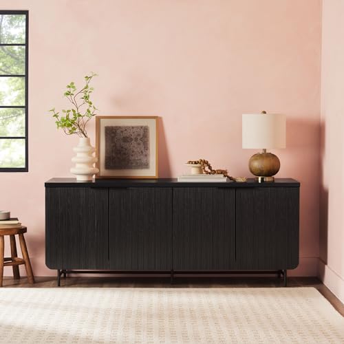 Walker Edison AZEED5DBL2 Scandinavian Grooved 4-Door Sideboard thumb #3
