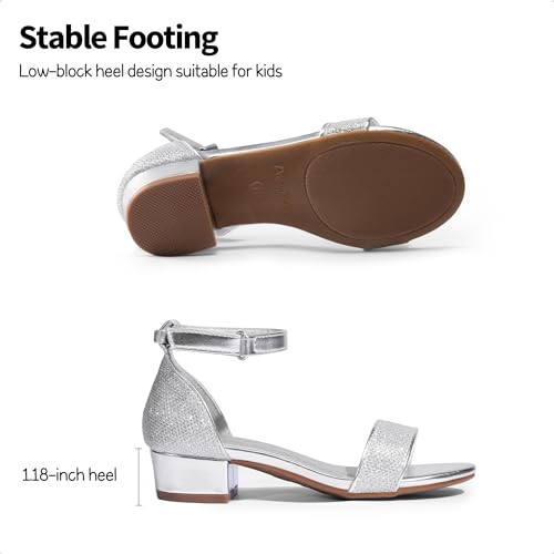 Image of DREAM PAIRS Girls Sandals Low Heel Dress Pump Ankle Strap Flower Wedding Party Shoes for Little Kid /Big Kid