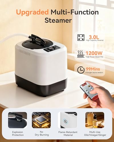 Portable Sauna for Home with 3L 1200W Fast-Heating Steamer, Full Body Sauna Tent for Relaxation,Detox, Self-Care,Large Folding Chair, 9 Heat Levels, 99-Min Timer, Remote Control, 32' x32' x 71',Blue - Image 4
