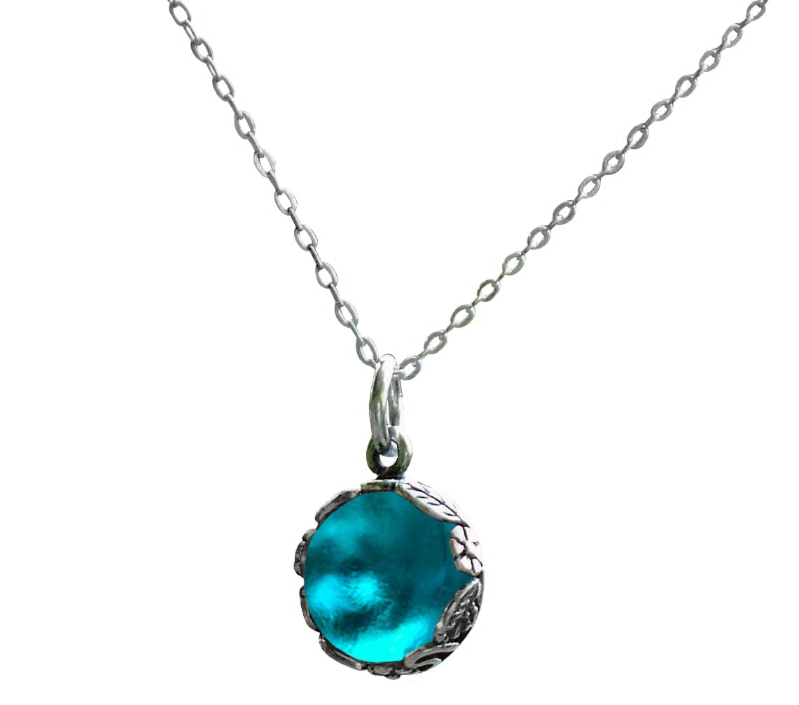 Handmade Botanical Necklace, Recycled Antique Glass, Sterling Silver, Eco Friendly, Made in USA, Birthday Gifts, Mothers Day, Women, Anniversary