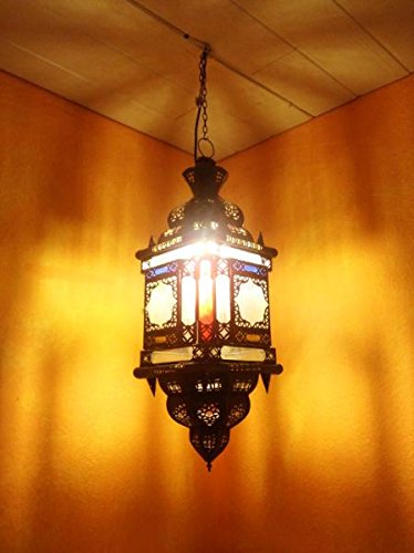 Orientalische Lampe Pendelleuchte Bunt Ayam 70cm E27 Lampenfassung | Marokkanische Design Hängeleuchte Leuchte aus… – Bild 4