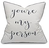 ADecor You're My Person Cotton Embroidered Decorative Square Accent Throw Pillow Cover - Gift for We