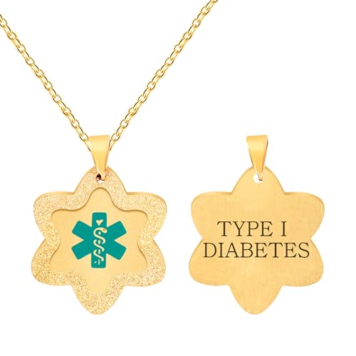 Vivaday Collar médico estrella estética | Placa de identificación de emergencia grabada personalizada | Joyería hipoalergénica para deportes al aire libre o uso diario YA5503