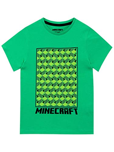 Minecraft Camiseta de Manga Corta para niños Creeper Verde 11-12 Años