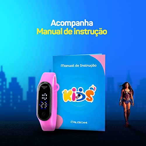 Relogio Infantil Menina à Prova D'água Bracelete Digital Led Mulher Maravilha, Relógio Para Present