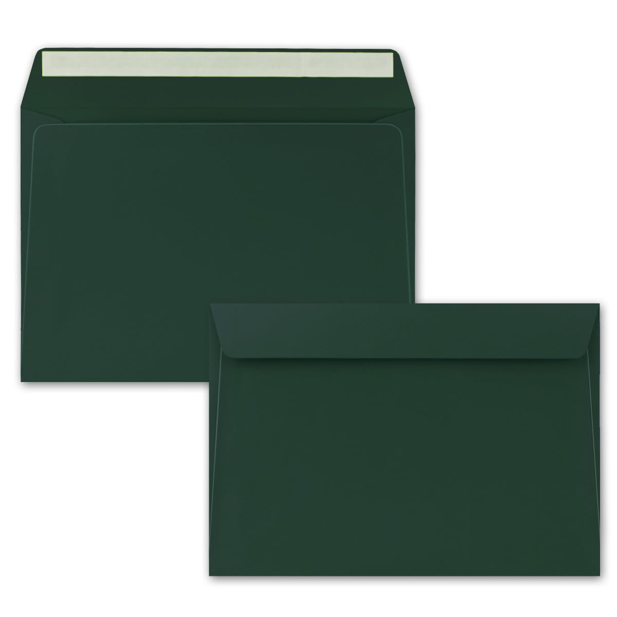 100x Briefumschläge DIN C5 Kieferngrün (Grün) - 16,2 x 22,9 cm - Haftklebung - Edle Kuverts für große Einladungen und Karten zum Geburtstag oder Hochzeit