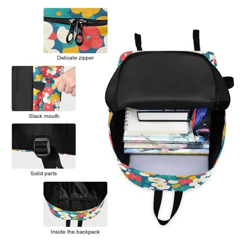 Pattern Anime Floral Print Backpack Set with Lunch Bag, Large Capacity Travel Backpacks and Lunch Box Insulated for Commute Hiking Picnic3