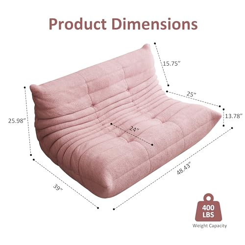 Image of Giant Bean Bag Chair for Adults - Cozy Loveseat Fireside Accent Chair with Memory Foam,Comfy Lazy Oversized Floor Sofa Couch Boneless Chaise Lounge for Living Room Bedroom Gaming Room (2 Seater)