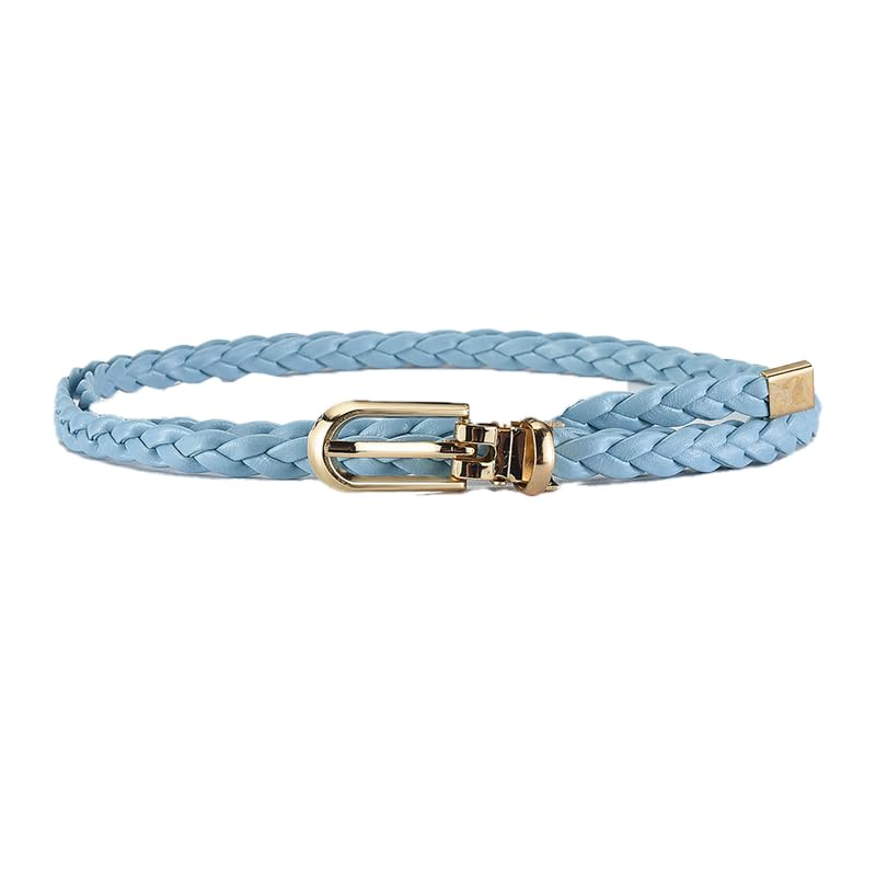 COTIM COYIN Women's Skinny Braided Leather Belts Thin Woven Waist Belts for Jeans Pants Dresses