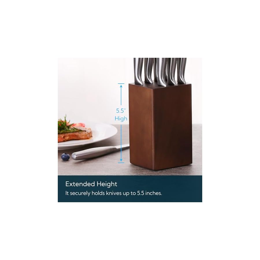 55-Steak-Knife-Block-Holder-without-Knives-with-8-Slots-Wooden-Steak-Knife-Storage-Block-only-Space-Saver-Compact-Design-Steak-Knives-Organizer-by-KITCHENDAO 5.5“ Steak Knife Block Holder without Knives with 8 Slots - Wooden Steak Knife Storage Block only - Space Saver-Compact Design Steak Knives Organizer -by KITCHENDAO