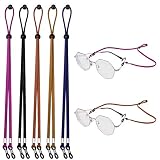 Yoosso 5 Stück Leder Brillenkette, Einstellbar Brillenband Anti Rutsch Brillenschnur Universal Brillenkordel für Sonnenbrillen Lesebrillen