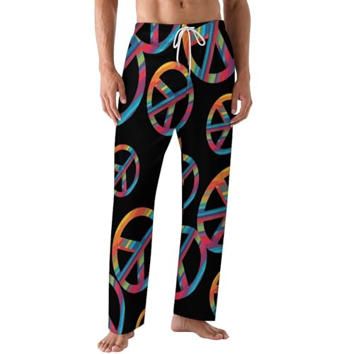 Peace Logo Mens Pajama Pants Print Lounge Pant PJ Bottoms Sleepwear Loungewear