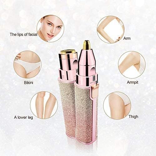 Image of 2-In-1 Rechargeable Eyebrow Trimmer, Epilator For Women, Facial Hair Removal Machine For Women,Face, Lips, Nose Hair Remover Trimmer With Light(Rainbow Color), Multicolour