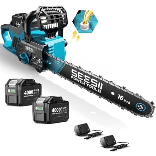 SEESII 40V Eectric Chainsaw Cordless 16 Inch, Battery Powered Chain Saw