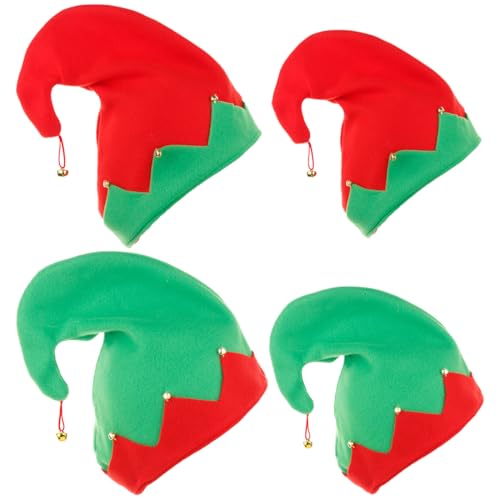 EIHI 4 Stück Nikolausmützen, Rote und Grüne Mütze, Fasching hut,...