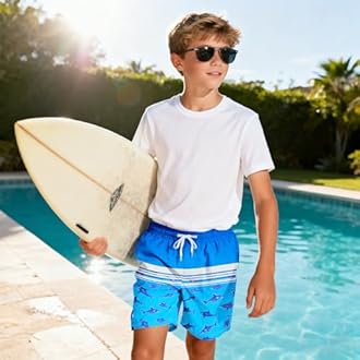 MaciRept Boys Swim Trunks Bathing Suit Swim Shorts for Boys Swimming Trunks with Boxer Brief Liner Swimsuit Board Shorts