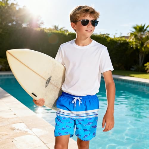 MaciRept Boys Swim Trunks Bathing Suit Swim Shorts for Boys Swimming Trunks with Boxer Brief Liner Swimsuit Board Shorts