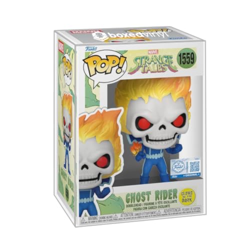 Strange Tales: Ghost Rider Glow in The Dark (Entertainment Earth Exclusive) 1559 - Bundle with BoxedVinyl Soft Protector Case Compatible with Funko Pop! Vinyl Figures