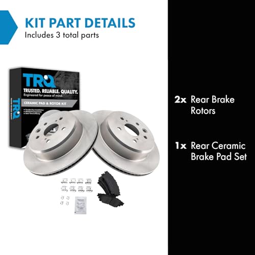 Image of TRQ Rear Brake Pad and Rotor Set Ceramic Vented Rotors | For 2016-2017 Lexus GS200t