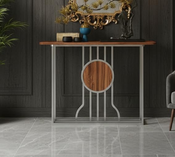 Image of Accent Table, Side Table, Small end Table, and Rectangular Bedside Table with Contemporary Home Accents for The Living Room, Bedroom, Office, and Console Table (Gry Brown)