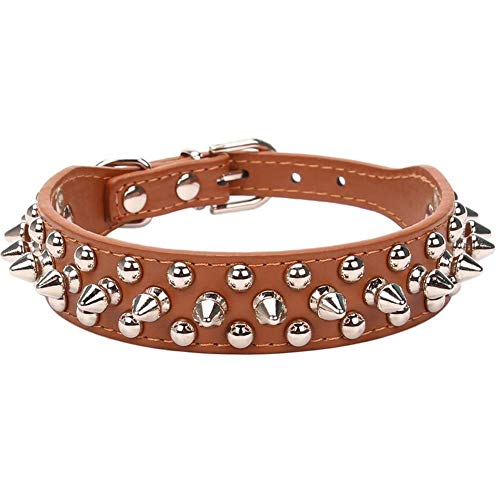 ETOPARS Collare per Cani in Pelle con Borchie a Spillo, Collare per Cani con Rivetti a Spillo e Borchie Regolabile, Collare Chiodato a Spillo con Borchie