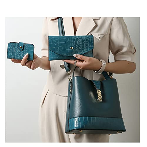 Sacoche ensemble sacs a main bleu effet crocodile et sac à épaule chic