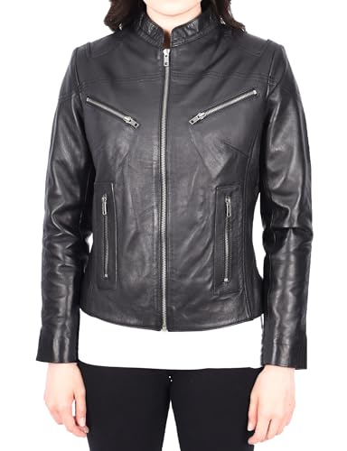 Blouson en cuir de qualité supérieure avec col mandarin élégant taille 42